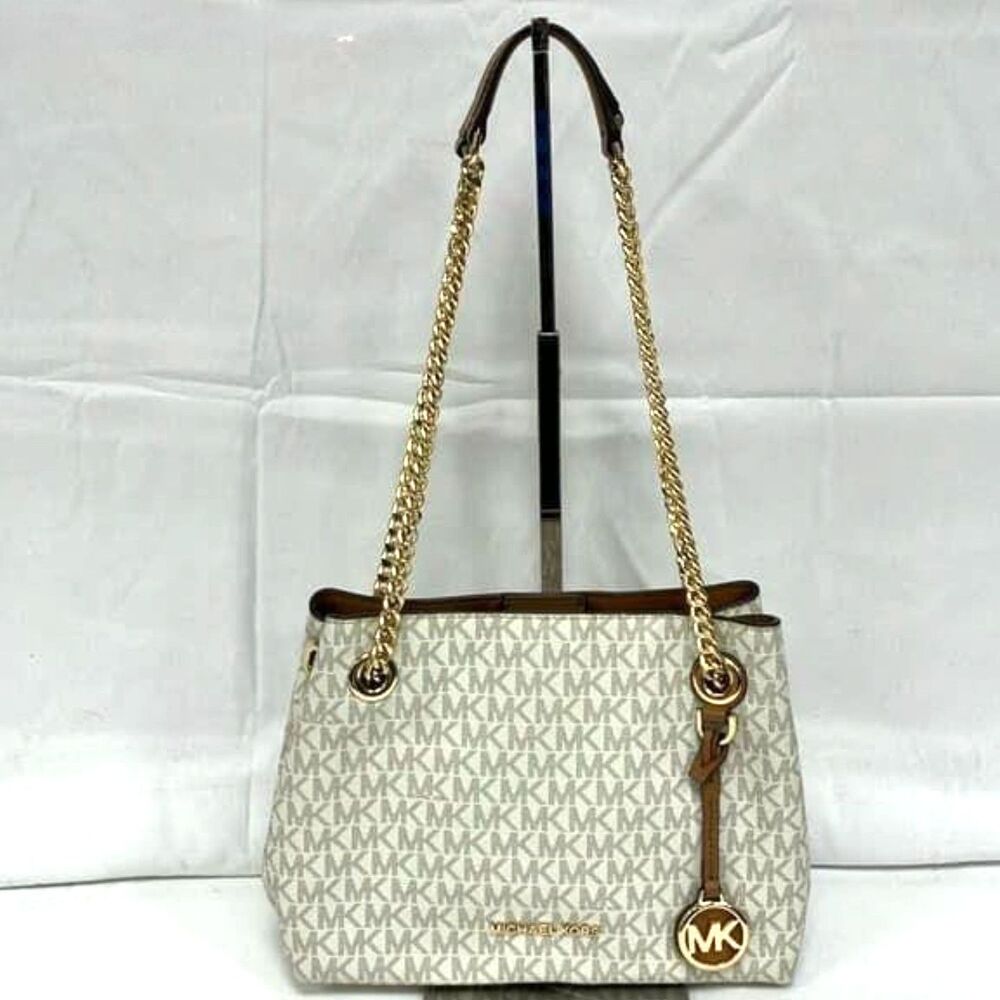 Michael Kors Vanilla Jet Set Shoulder Bag & Double Chain Straps
